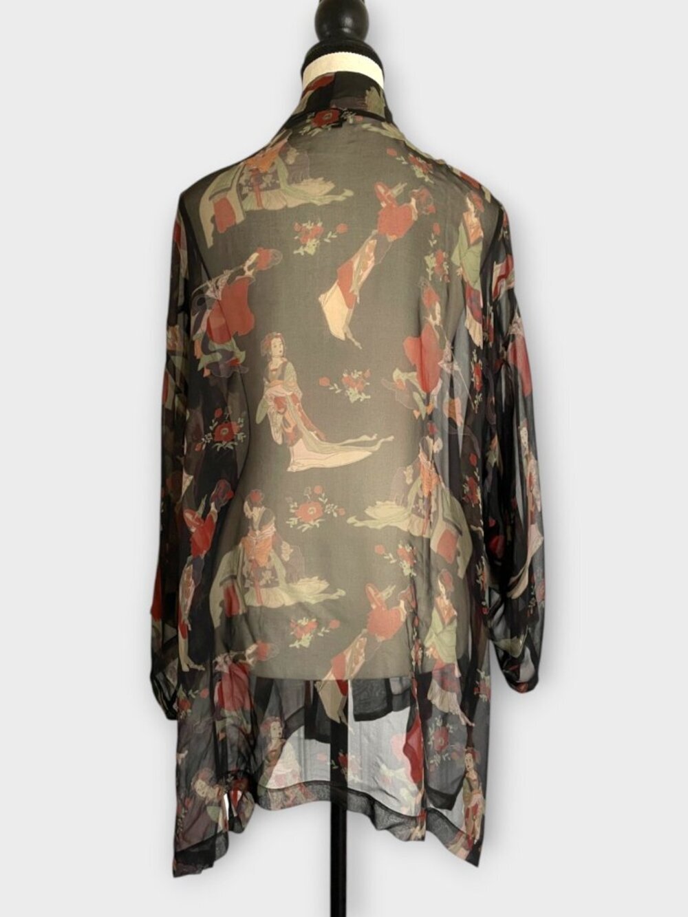 Banjara Kimono 100% Silk Sheer Long Sleeve One Size Kimono Jacket - Picture 3 of 5